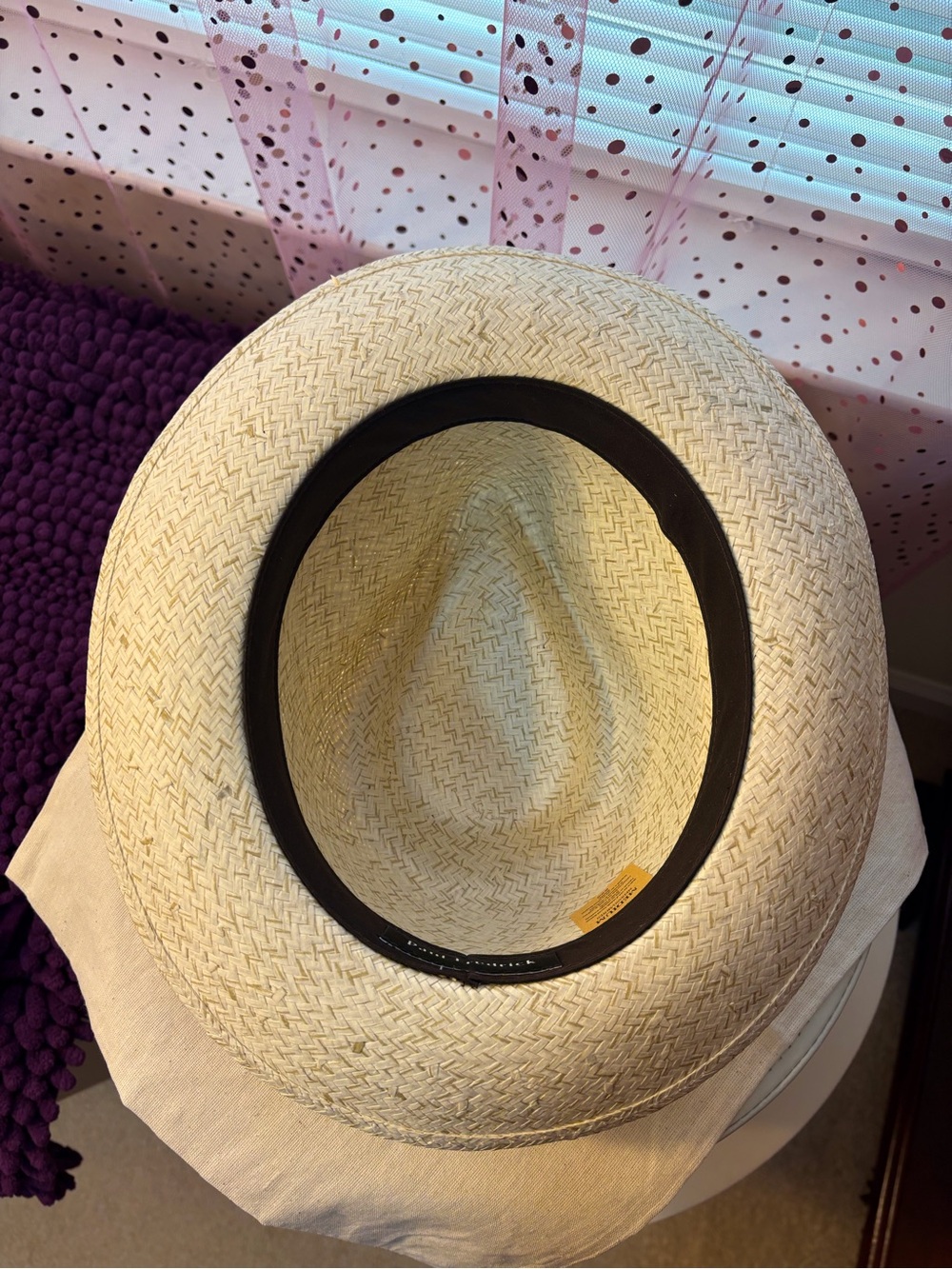 Paul Fredrick Natural Straw Fedora with Tan Band NWOT - Picture 6 of 7